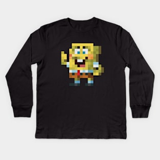 SpongeBob low-res pixelart Kids Long Sleeve T-Shirt